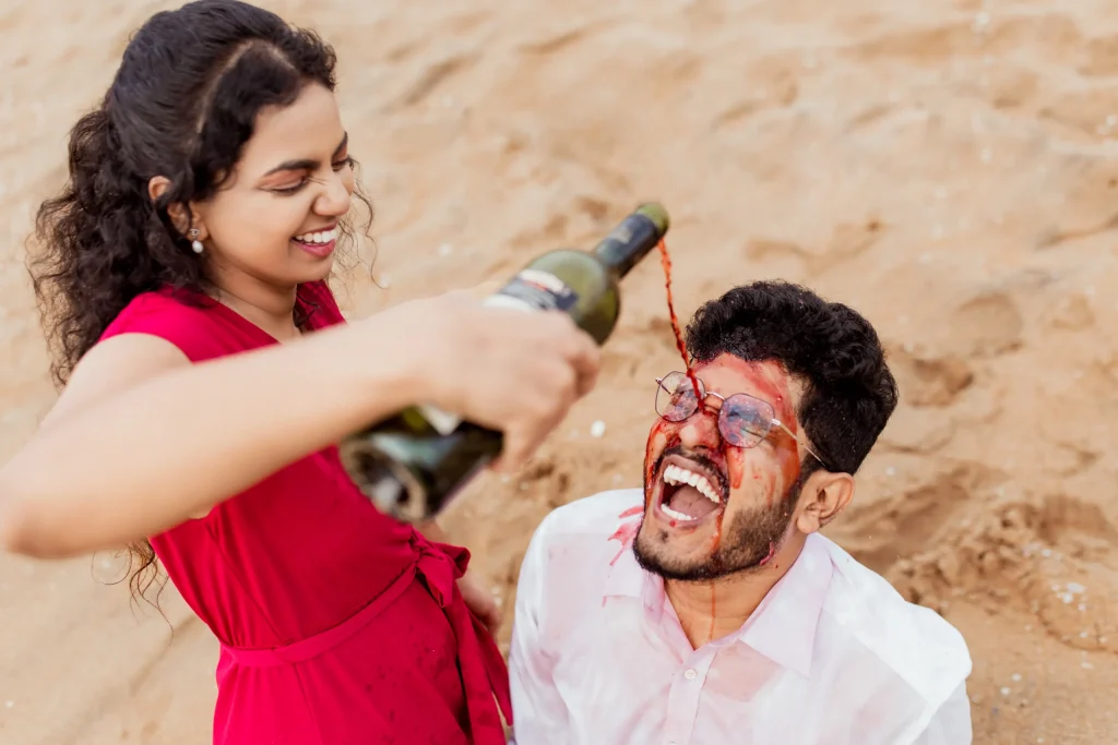 Romantic couple portrait clicked by Delhi NCR’s best wedding photographers during sunset.