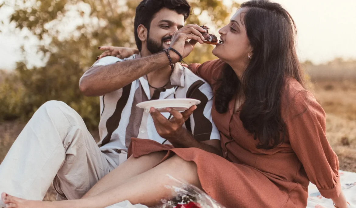 Romantic pre-wedding shoot in Gurgaon garden captured by professional photographer